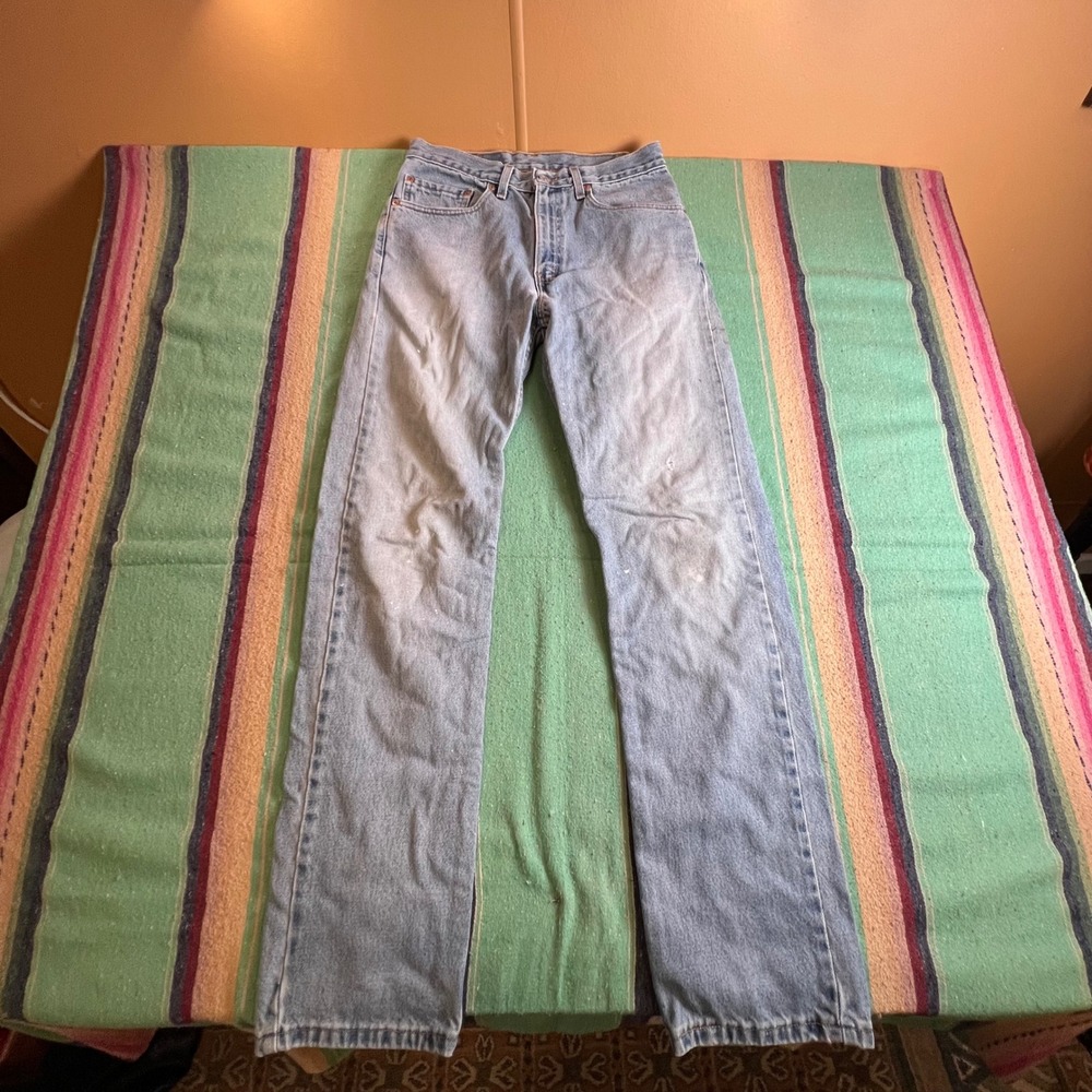 Levis 505 Jeans Mens 31x32 Light Wash Straight Leg Vintage 90s USA Made Denim